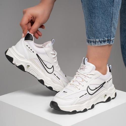 کفش و کتانی زنانه و دخترانه مدل نایک NIKE رنگ سفید مشکی کد A126|کتونی خان