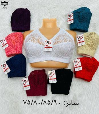 سوتین دانتل زیر نخ ژوردار کش باریک ۷۵_۹۰کد2347👙 بسته 4 تایی|عمده لباس