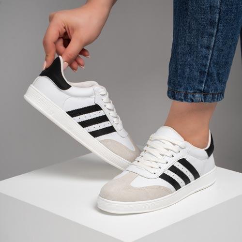 کفش و کتانی زنانه و دخترانه مدل آدیداس ADIDAS رنگ سفید مشکی کد A109|کتونی خان