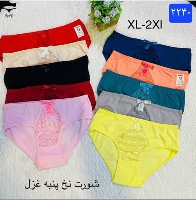 شورت نخی جلو وسط گیپور کد۲۲۴۰ 👙 بسته 10 تایی سایز 2XL|عمده لباس