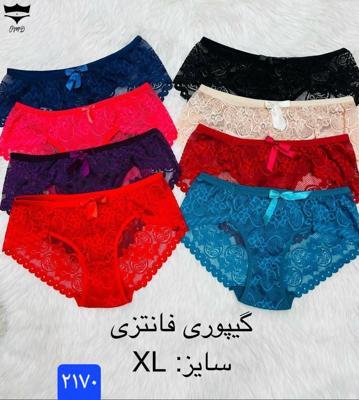 شورت تمام گیپور فانتزی کد ۲۱۷۰👙 بسته 12 تایی سایز XL|عمده لباس