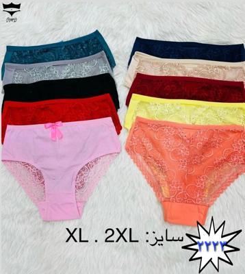 شورت نخی پشت گیپور کد۲۲۲۳ 👙 بسته 10 تایی سایز XL|عمده لباس