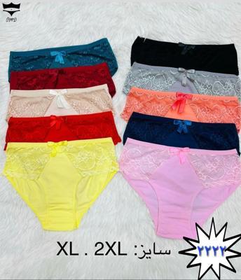 شورت نخی بغل گیپور کد۲۲۲۲ 👙 بسته 10 تایی سایز 2XL|عمده لباس