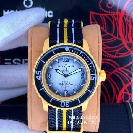 تخفیف + ساعت مچی بلان پان اکس سواچ Blancpain X Swatch Scuba Fifty Fathoms Arctic OceanOcean|باسلام