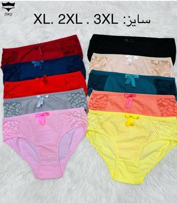 شورت نخی کش پهن خالدار بغل دانتل کد ۲۴۱۷👙 بسته 10 تایی سایز XL|عمده لباس