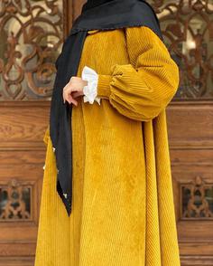 مدل مانتو مخمل کبریتی زرد