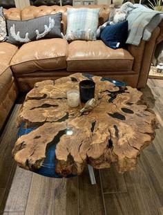 میز جلو مبلی طرح چوب و رزین