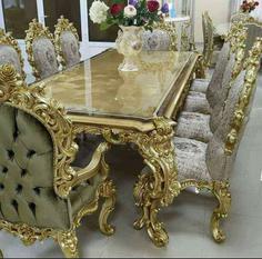 میز ناهار خوری سلطنتی طلایی سفید