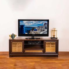 مدل میز تلویزیون چوبی قهوه‌ای ساده