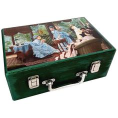 جعبه هدیه مدل چمدان چوبی طرح عصرانه انگلیسی کد WS08