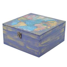 جعبه چوبی مدل سنتی طرح نقشه جهان کد 1