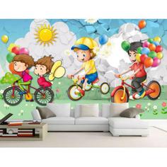 پوستر دیواری اتاق کودک طرح دوچرخه سواری مدل 1191