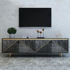 میز تلویزیون طلایی طرح چوب
