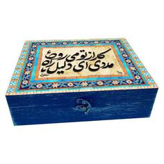 جعبه هدیه چوبی مدل هنری طرح کاشی کد WB213