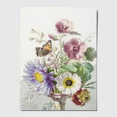 کارت پستال طرح نقاشی آبرنگ گل و پروانه کد STG69