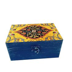 جعبه هدیه چوبی مدل هنری طرح کاشی کد SB83