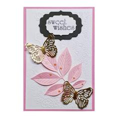 کارت پستال طرح برگ و پروانه مدل لاکچری
