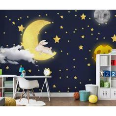 پوستر دیواری اتاق کودک طرح ماه و ستاره مدل drv1081