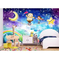 پوستر دیواری اتاق کودک مدل ماه و ستاره و حیوانات 1047