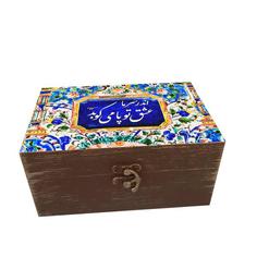 جعبه هدیه چوبی مدل هنری طرح کاشی کد SB69