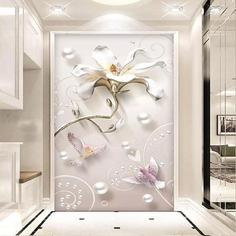 پوستر دیواری سه بعدی مدل شاخه گل برجسته سفید DVRF1259