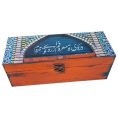 جعبه هدیه چوبی مدل سنتی طرح کاشی کد WB019