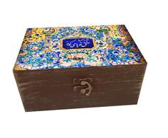 جعبه هدیه چوبی مدل هنری طرح کاشی کد SB70