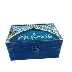 جعبه هدیه چوبی مدل هنری طرح کاشی کد SB82