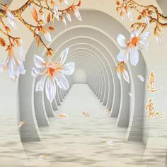 پوستر دیواری سه بعدی مدل تونل گل آویز سفید DRVF1210