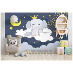 پوستر دیواری اتاق کودک مدل فیل و ماه در شب مدل darative 1010