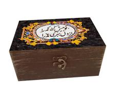 جعبه هدیه چوبی مدل هنری طرح کاشی کد SB60