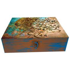 جعبه هدیه چوبی مدل هنری طرح خطاطی کد WB202