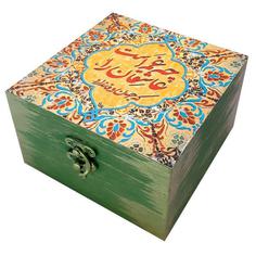 جعبه هدیه چوبی مدل سنتی طرح کاشی کد SB18
