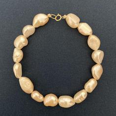 دستبند طلا 18 عیار زنانه الماسین آذر طرح مروارید باروک کد Baroqgol01