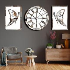تابلو اِلِنسی مدل پروانه مجموعه 2 عددی به همراه ساعت