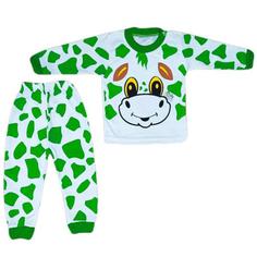 ست تی شرت و شلوار نوزادی مدل Cow-sa رنگ سبز