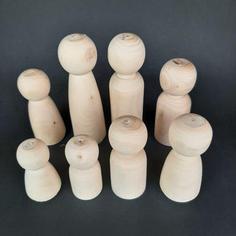 عروسک چوبی خام مدل خانواده من مجموعه 8 عددی