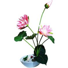 گلدان به همراه گل مصنوعی مدل نیلوفر آبی