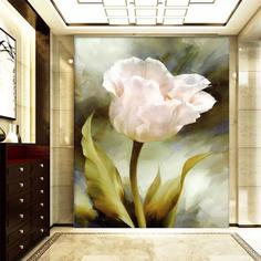 پوستر دیواری سه بعدی مدل گل لاله سفید DRVF1057