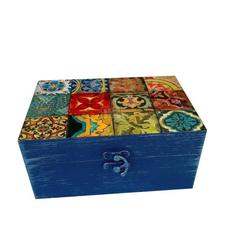 جعبه هدیه چوبی مدل هنری طرح کاشی کد SB84
