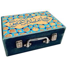 جعبه هدیه چوبی مدل چمدان طرح کاشی سنتی کد WS104
