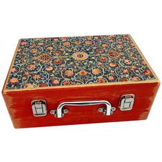 جعبه هدیه چوبی مدل چمدان طرح کاشی سنتی کد WS122