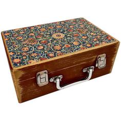 جعبه هدیه چوبی مدل چمدان طرح کاشی سنتی کد WS124