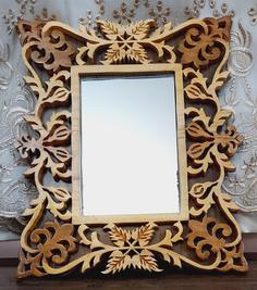 قاب آینه ی چوبی دیواری دست ساز مدل نسیم ا Hand made wooden wall mirror fram of nasim model