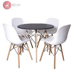 میز و صندلی نهارخوری چهارنفره مایا مدل فایبر کد01 - سفید / سفید