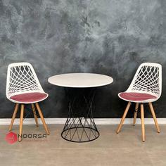 میز و صندلی نهار خوری دیاموند پایه چوبی - چوبی / صورتی / سفید ا diamond wood chair