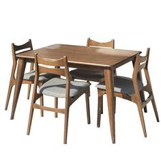 میز و صندلی ناهار خوری اسپرسان چوب مدل sm105 - 4نفره قهوه ای تیره