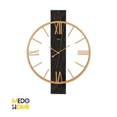 ساعت دیواری چوب و فلز مدل VINELAND رنگ مشکی و طلایی