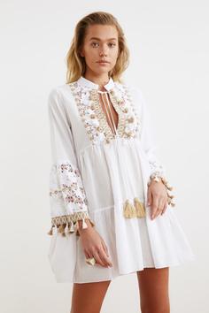 لباس مجلسی زنانه سفید  آستین استاندارد ترندیول میلا