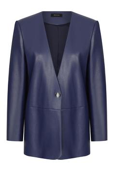 کت زنانه برند رومن ( ROMAN ) مدل کت آبی چرم یقه دار بدون چرم - کدمحصول 78465